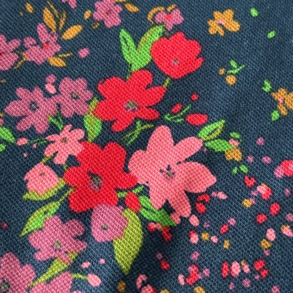 Isaac Mizrahi Live Floral Polo Shirt Navy Multi Size L - Picture 5 of 9